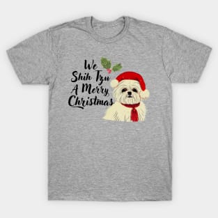 Funny Shih Tzu A Merry Christmas Crusty White Dog Malshi Puppy T-Shirt